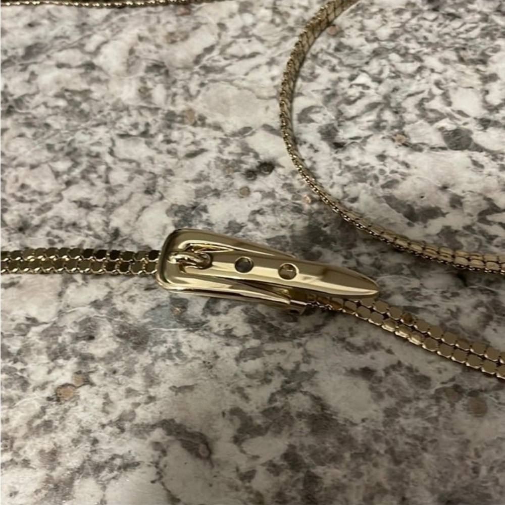 NWT Whiting & Davis Vintage Gold tone Snake Belt . Brand new . - Picture 4 of 8
